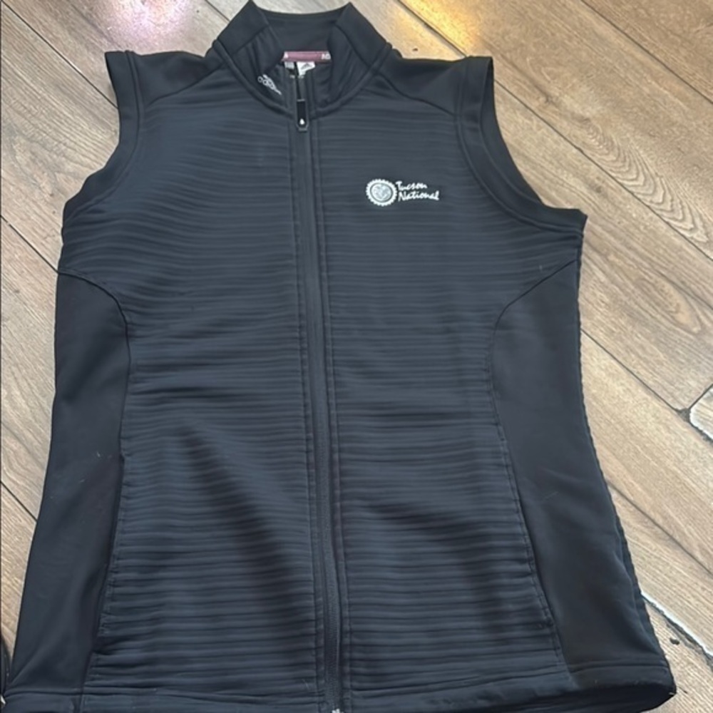 Adidas Black Ribbed Fitted Top with Mandarin Collar